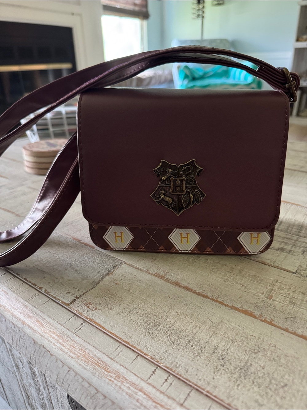 Harry Potter Crest Maroon Crossbody Bag